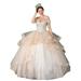 Calla Collection Women's Champagne Gold Off-Shoulder Pageant Ball Dress