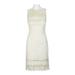 Elie Tahari Scalloped Boat Neck Sleeveless Zipper Back Lace Linen Dress-ANTIQUE MULTI