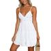 Women Strappy Ruffle Mini Dress Summer Sexy Backless Lace Up Dress Beach Club Party Beach Sundress