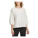 DKNY Womens White 3/4 Sleeve Jewel Neck Top Size M