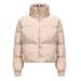 Lady Sports Style Solid Color Short Stand-up Collar Coat Winter Jacket Loose Casual Warm Padded Outwear