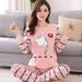 BIG SAVE! Women's Soft Cartoon Print Long Sleeves Autumn Winter Pajama Sets Sweet Loose Sleepwear Nightgown Nightshirt Nightclothes Women Two Pieces Long Sleeve Plus Size