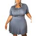 Colisha Casual Plus Size Dress Women Classic Fit Boho Short Dress Round Neck Flare Sundresses