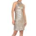 Fashion Womens Sleeveless Sequin Shift Halter Sexy Mini Cocktail Party Dress