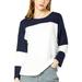 Allegra K Junior's Color Block Long Sleeve Stretch Round Neck Knit Top