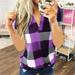 Ladies Spring and Autumn Shirt Plaid Printed V-neck Short-sleeved Shirt T-shirt