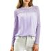 Allegra K Women's Lace Floral Crew Neck Chiffon Long Sleeves Top