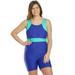 Sporti Plus Size Unitard Colorblock One Piece Swimsuit (30W, Light Green / Dazzling Blue)