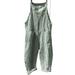 Julycc Women Cotton Linen Striped Wide Leg Jumpsuit Dungarees Casual Playsuit Overalls