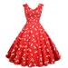 Women Sleeveless 1950s Housewife Evening Party Prom Dress