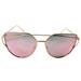 Cats Eye Shape Sunglasses Metal Vintage Mirrored Women UV 400 (Pink - Frame on Frame Design)