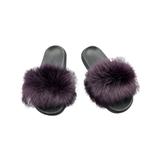 Daeful New Womens Ladies Fur Slides Fuzzy Furry Slippers Comfort Sliders Sandals Shoes