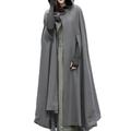 Women Hooded Trench Coat Open Front Cardigan Jacket Coat Cape Cloak Long Poncho