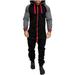 Mens Jumpsuit Drawtsring Hooded Zip up One Piece Tracksuit with Pockets