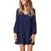 Women Summer V Neck Casual Loose Flowy Swing Shift Dresses