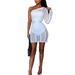 MERSARIPHY Women Bandage Bodycon One Shoulder Evening Party Cocktail Club Mini Dress