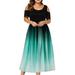 Avamo Womens Sexy Cold Shoulder Party Dress Gradient Color Pleated Long Dress Cocktail Evening Maxi Dress