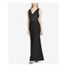 RALPH LAUREN Womens Black Sequin Jersey Gown Sleeveless V Neck Full-Length Evening Dress Size 2