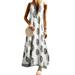 UKAP Womens Bohemian Floral Print Dress Sleeveless V Neck Maxi Dress Vintage Print Long Dress Plus Size Sundress