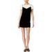 KENSIE Womens Black Crushed Velvet Layered Sl Short Sleeve Jewel Neck Mini Shift Party Dress Size: S