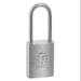 BEST 21B770L Keyed Padlock, Coreless, Long Shackle, Rectangular Brass Body, Stainless Steel Shackle, 7/8 in W