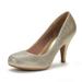 DREAM PAIRS Women's Low Heel Pump Shoes Toe Formal Elegant Slip On Pump Shoes ARPEL GOLD Size 6.5