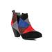 Multicolored Patches Cut out Women's Chunky Heel Booties in Black