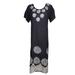 Mogul Women Long Dress Boho Chic Lovely Batik Embroidered Black Dresses L