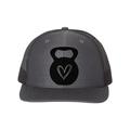 Dumbbell Heart, Crossfit Hat, Workout Hat, Trucker Hat, Baseball Cap, Crossfit Apparel, Adjustable, Charcoal/Black