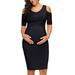 Sexy Dance Women Pregnant Dress Summer Casual Crew Neck Ruched Stretchy Bodycon Short Sleeve Midi Dresses Solid Color Off Shoulder T Shirt Dresses
