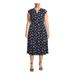 Anne Klein Womens Plus Floral A-Line Midi Dress