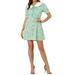 Allegra K Women's Fit and Flare Contrast Collar Short Sleeve Mini Shirt Dress