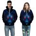 Europe and America couples Seiko 3D Digital printing hooded baseball uniform autumn and winter clothing men and women models hooded sweater S