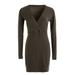 Urobanpeeg Women Party Cocktail Dresses Bodycon Mini Dress V Neck Long Sleeve