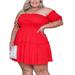 MAWCLOS Lady Plus Size Dress Sexy Strapless Mini Dress Summer Casual Ruffle Sleeve Tube Top Dresses Cocktail Party Holiday Sundress