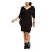 PLANET GOLD Womens Black Long Sleeve Scoop Neck Above The Knee Sheath Cocktail Dress Size 1X