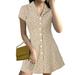 ZANZEA Women Casual Holiday Party Floral Print V Neck Mini Shirt Dress Long Sundress