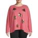 Holiday Time Women's Plus Size Holiday Long Sleeve T-Shirt