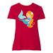 Inktastic Mermaid And Dolphin, Mermaid With Orange Hair Adult Women's Plus Size T-Shirt Female