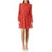 Allegra K Women's Ruffle Collar Belted Long Sleeve A-Line Floral Dress