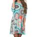 Women 3/4 Sleeve Floral Print T Shirt Dress With Pocket