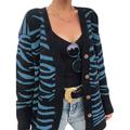 Women Cardigan Jacket Winter Coat Outwear Warm Animal Print Streetwear Women Zebra Stripe Button Casual V-Neck Clothing