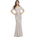 Ever-Pretty Women's Long Sequin Short Sleeves Mermaid Formal Dresses for Women 00392 Sliver US16