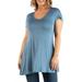 24seven Comfort Apparel Women's Plus Size Short Sleeve V Neck Tunic T Shirt