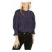 FREE PEOPLE Womens Navy Smocked Long Sleeve Mock Tunic Top Size XS