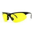 Mens Baseball Half Rim Bifocal Night Driving Lens Reading Sunglasses Shiny Black Yellow +2.00