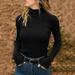 Nomeni Fashion Womens Turtleneck Long Sleeve Cotton T-shirt Casual Tops