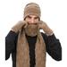 Men Winter 3Pcs Solid Plaid Knit Beanie Hat Long Scarf Touch Screen Gloves Set