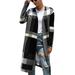 Lumento Women Long Sleeve Open Front Plaid Jacket Cardigan Outwear Black S