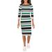 Lauren Ralph Lauren Womens Razella Striped Ribbed Sweaterdress